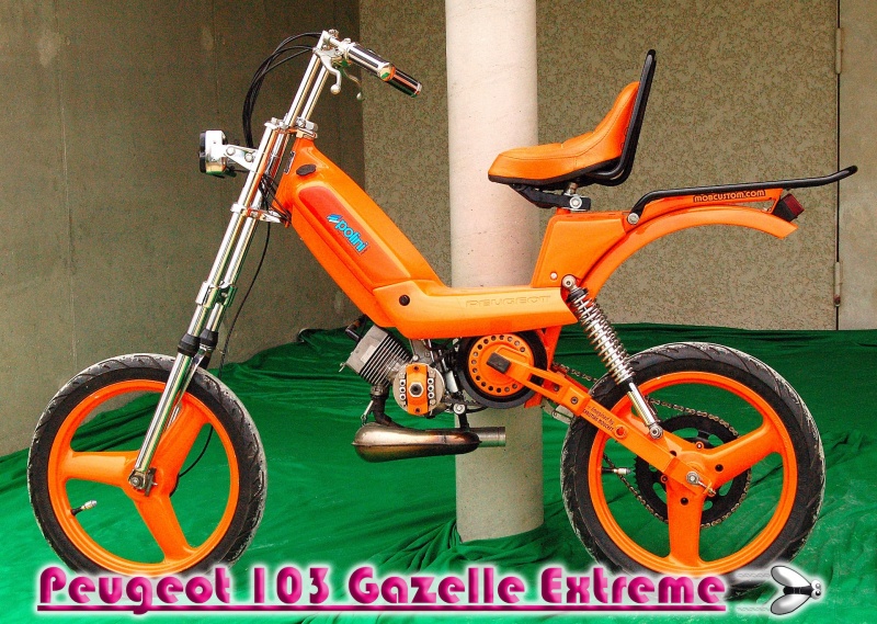 Miniature Mobylette Peugeot 103 L orange - Ets Mauger